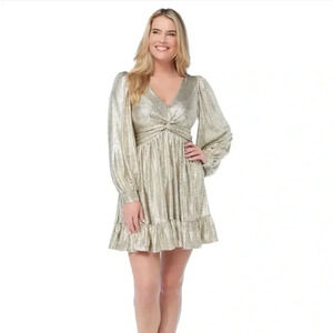 3/25 promo! Skies Are Blue metallic champagne mini dress nwt $99